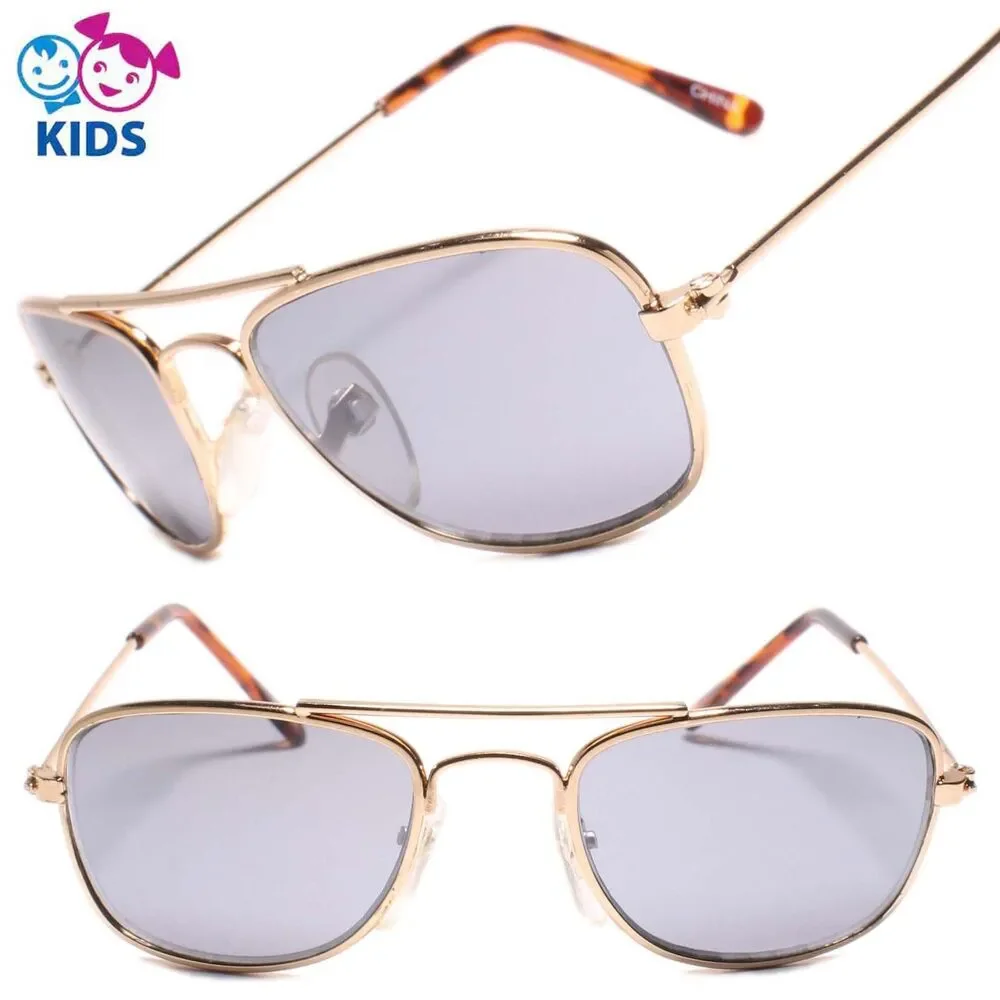 Kids 0-2 year Rectangle Gold Sunglasses 100% UV Protection
